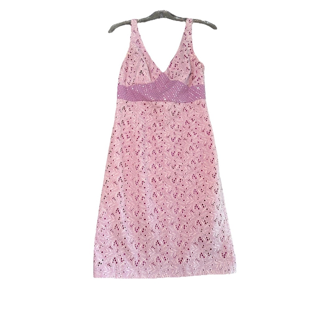 Muse Dress Embroidered Eyelet Sequined Boho Shift Lined Zip Women's Sz 4
